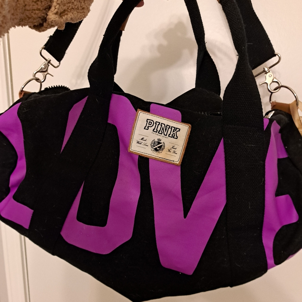 PINK Victoria's Secret Black Tote with Purple Accents